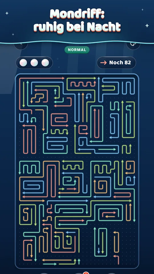 Mondriff: ruhig bei Nacht – Sanft leuchtende Pfeile. Spielt offline