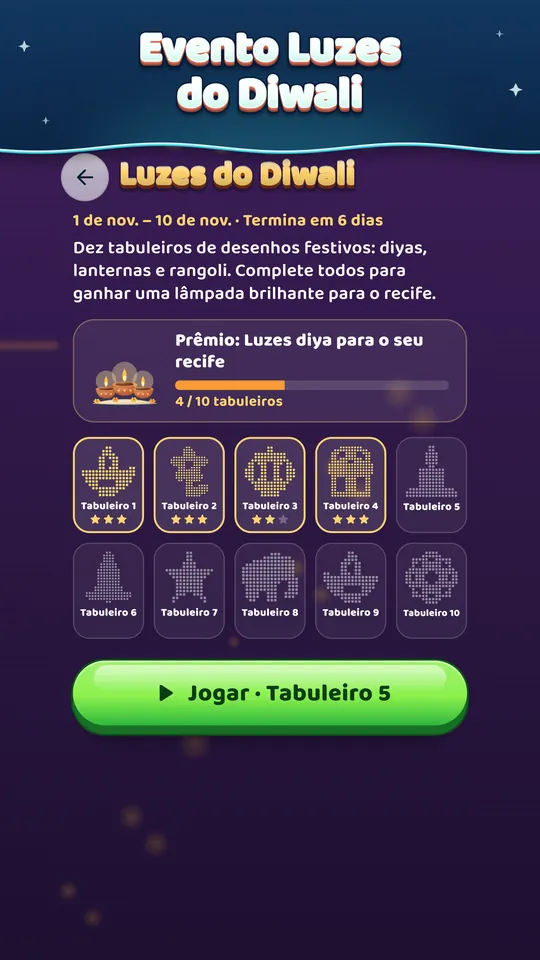 Evento Luzes do Diwali – 10 tabuleiros festivos, 1 a 10 nov, e uma diya