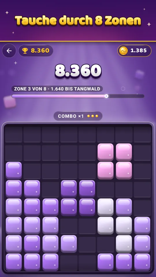 Tauche durch 8 Zonen – Die Anzeige zeigt Zone und nächstes Ziel