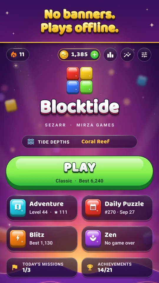 Race in Blitz, unwind in Zen – 90 seconds on the clock, or no game over at all