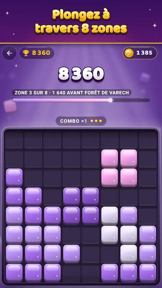 Plongez à travers 8 zones – La jauge montre votre zone et le prochain but