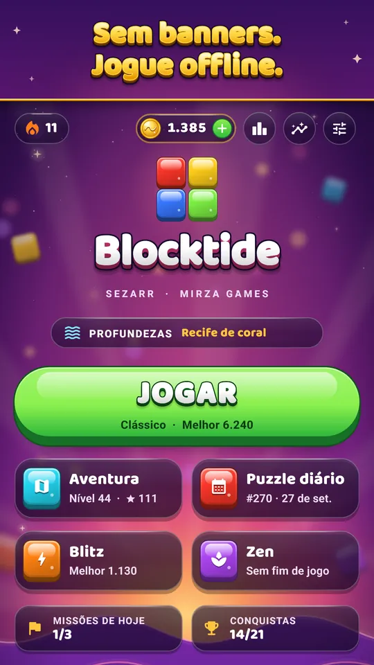 Corra no Blitz, relaxe no Zen – 90 segundos no relógio ou jogo sem fim