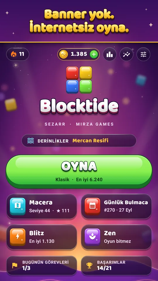Blitz'de hızlan, Zen'de dinlen – 90 saniyelik süre ya da hiç bitmeyen oyun