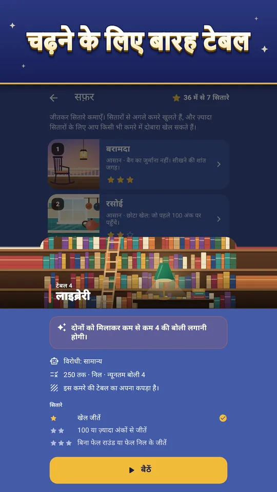 चढ़ने के लिए बारह टेबल – सितारे, नए कमरे, नियम-बदलाव
