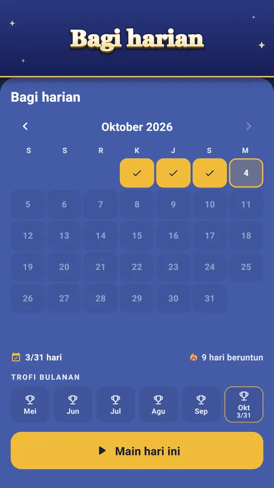 Bagi harian – Kartu sama untuk semua, tiap hari