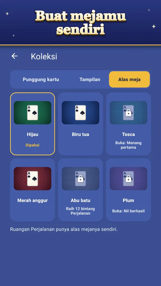Buat mejamu sendiri – Punggung kartu, tampilan, alas meja