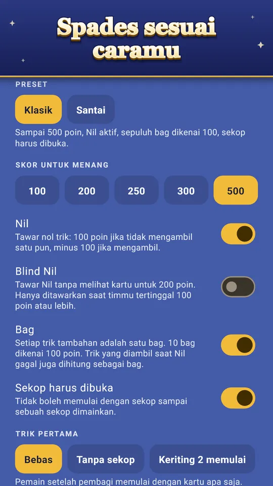 Spades sesuai caramu – Nil, bag, joker, dan aturan lainnya