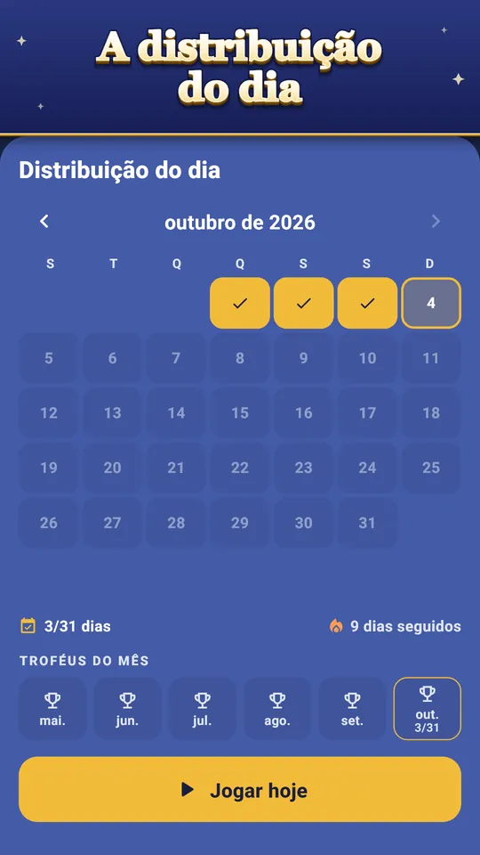 A distribuição do dia – As mesmas cartas para todos, todo dia