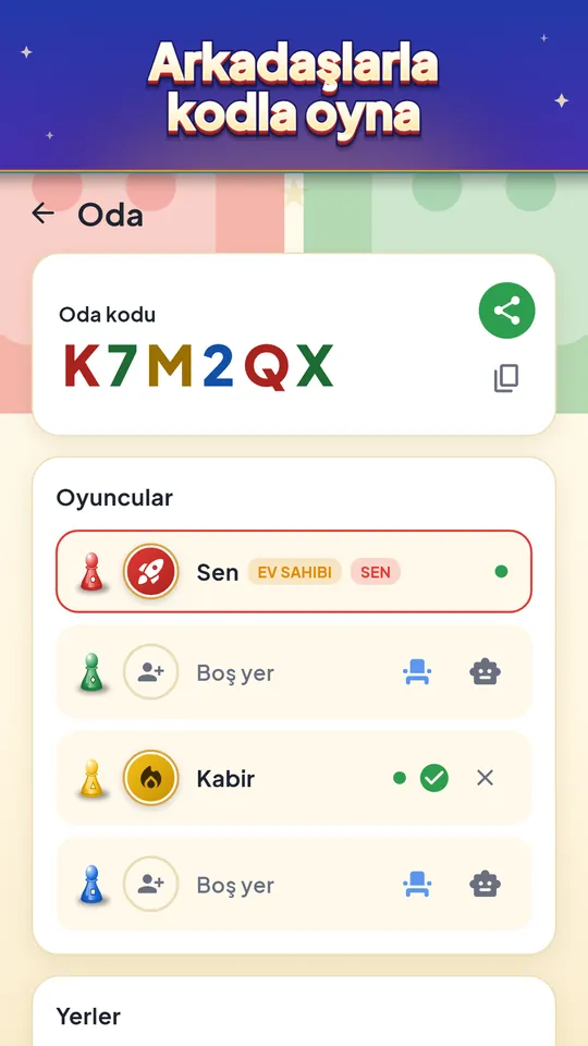 Arkadaşlarla kodla oyna – 2-4 oyuncu, bilgisayar boş koltukları doldurur