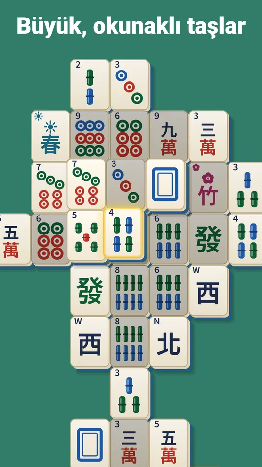 Sakin bir mahjong masası – 144 parçalık geleneksel takımdan taş eşleştir