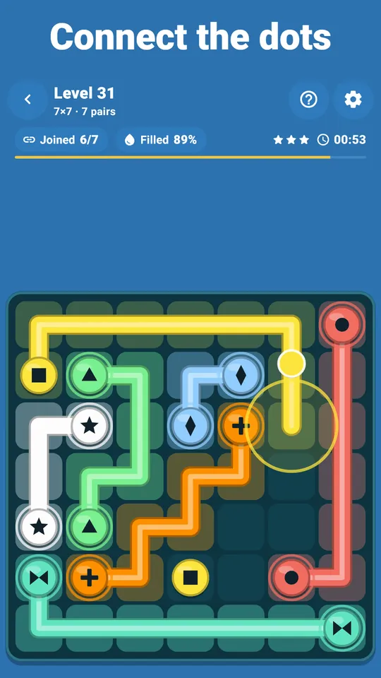 Drag streams between buoys – Match colours and symbols, fill every cell