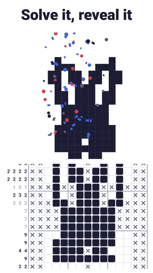 Numbers in, picture out – Every clue tells you exactly how the row is filled