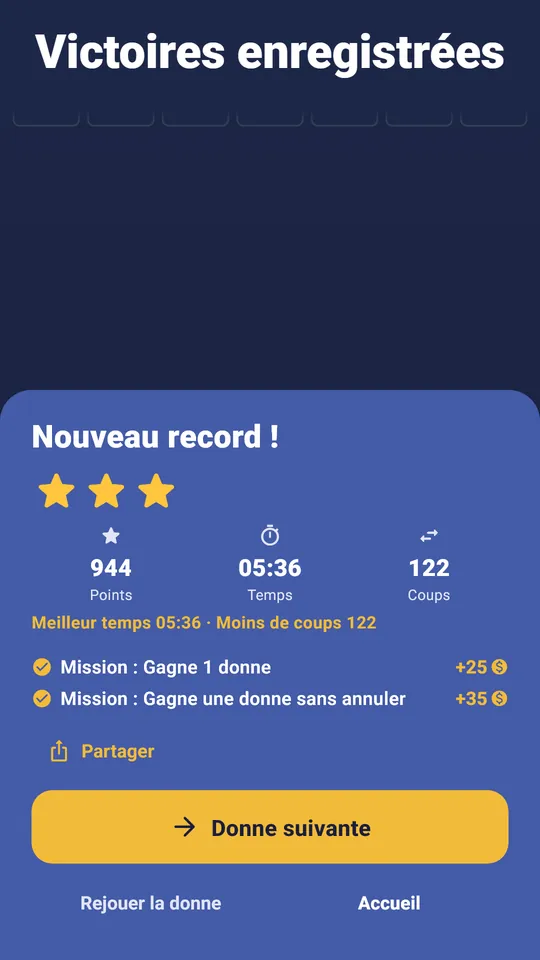 Chaque victoire enregistrée – Étoiles, records personnels et statistiques