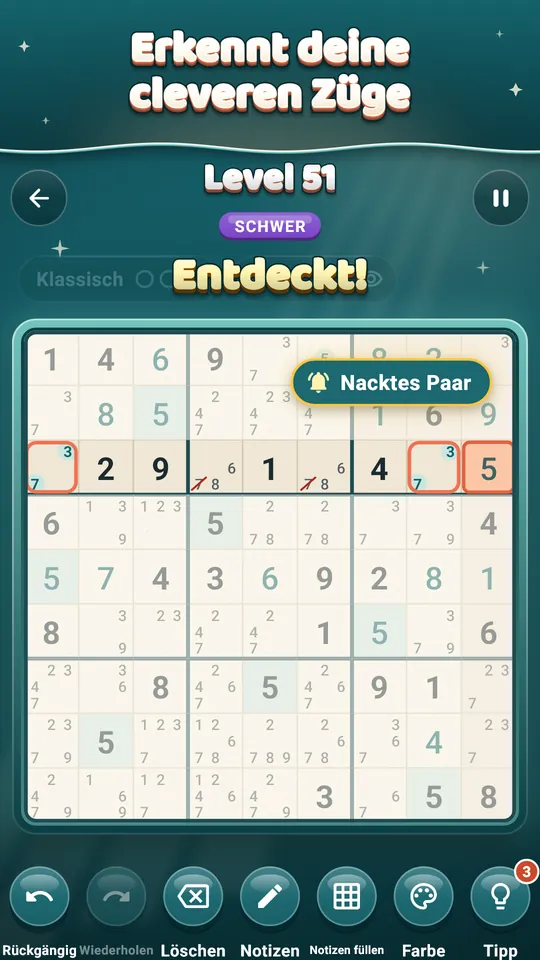 Erkennt deine cleveren Züge – Finde selbst ein Nacktes Paar und Tidoku nennt es.