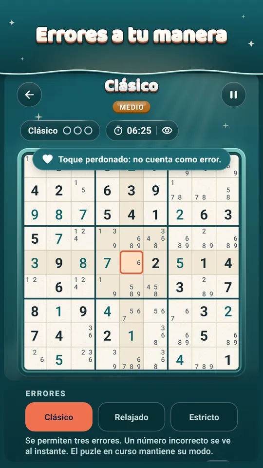 Errores a tu manera – Relajado, Clásico o Estricto. Se perdona un desliz.