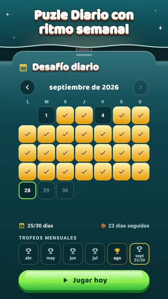Se juega sin conexión – 600 niveles y cada Puzle Diario, sin necesidad de red.