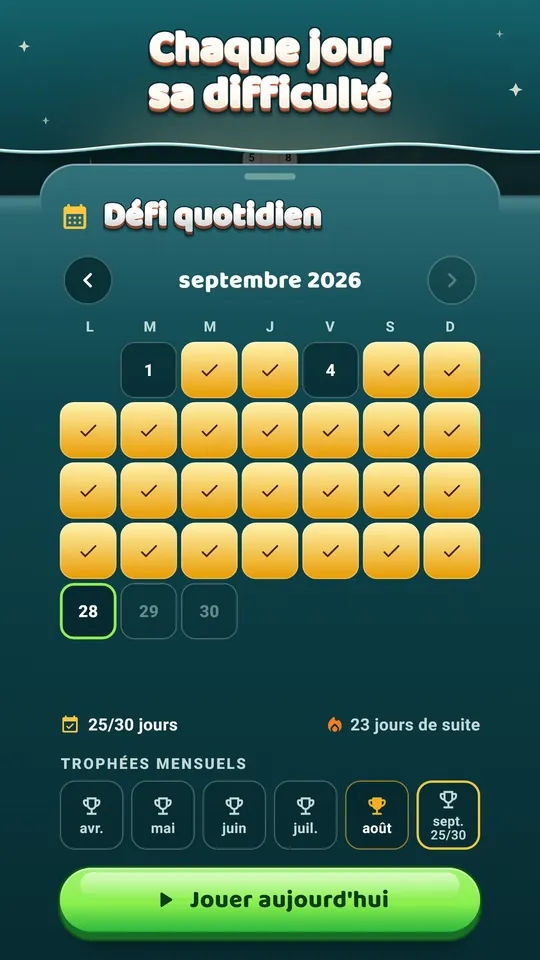 Fonctionne sans connexion – 600 niveaux et chaque Puzzle du jour, sans réseau.