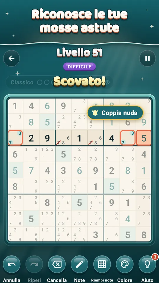 Riconosce le tue mosse astute – Trova da solo una Coppia nuda: Tidoku la riconosce.