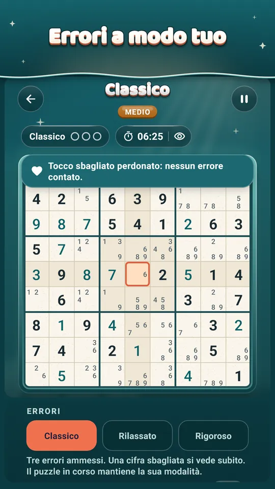 Errori a modo tuo – Rilassato, Classico o Rigoroso. Una svista è perdonata.