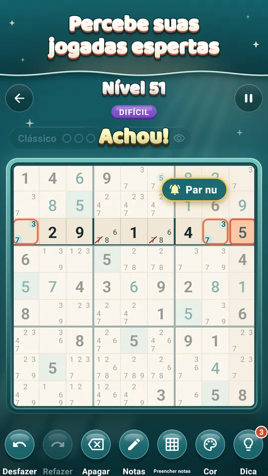 Percebe suas jogadas espertas – Encontre um Par nu sozinho e o Tidoku dá nome à jogada.