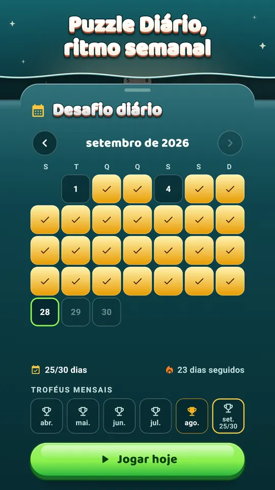Dá para jogar offline – 600 níveis e todo Puzzle Diário, sem internet.
