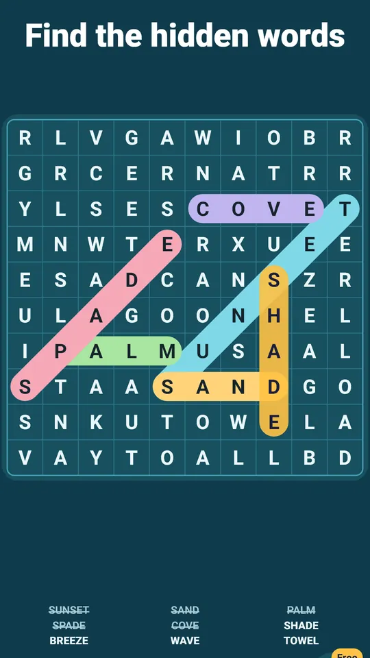 Trace the word, lock the band – Drag across the letters and the word locks