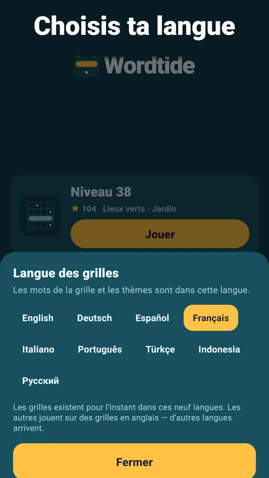 Neuf langues pour jouer – Des mots écrits dans la langue, non traduits
