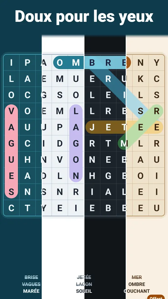 Océan, Papier, Nuit, Sable – Quatre styles, tous doux pour les yeux