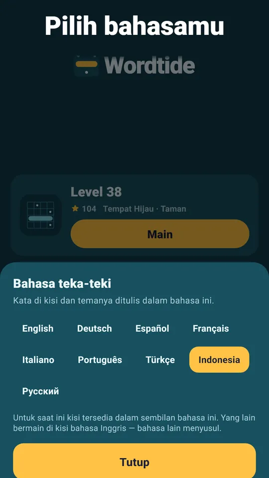 Main dalam sembilan bahasa – Kata ditulis asli, bukan hasil terjemahan