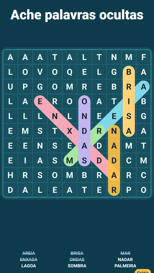 Trace a palavra, trave a faixa – Arraste sobre as letras e a palavra trava
